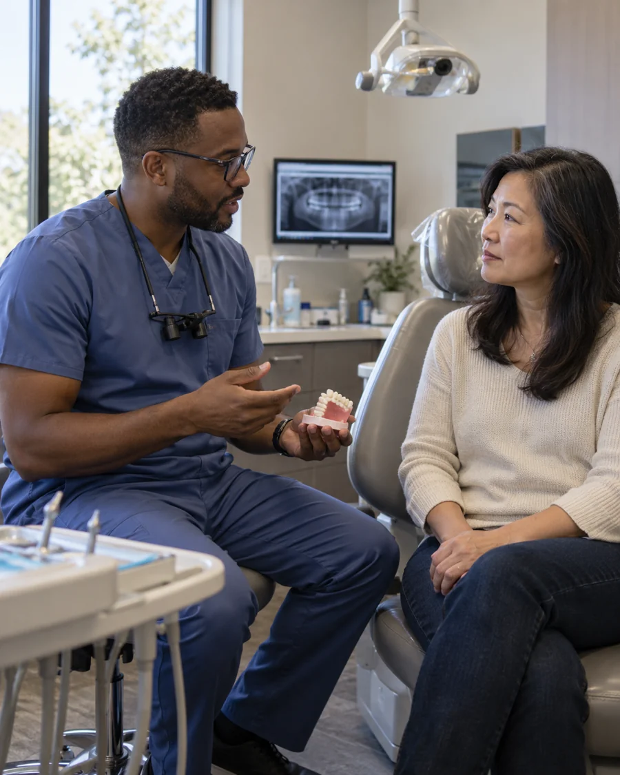 Illustrative dental injury care consultation